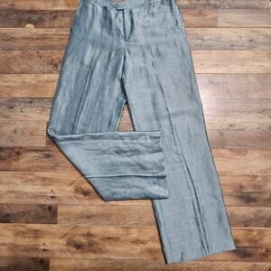 Linda Allard Ellen Tracy Green Willow Wide Leg Linen Blend Pants Size 8 Career